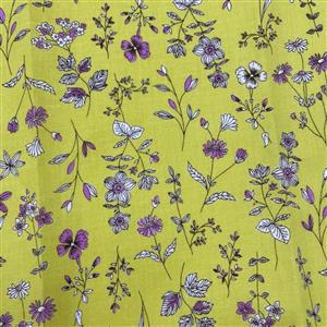 Hand Drawn Floral Pink On Yellow Fabric 0.5m exclusive