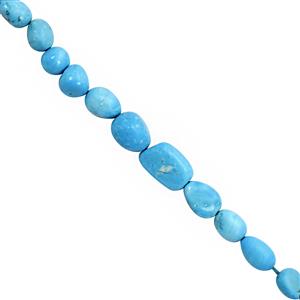 46cts Turquoise Color Magnesite Smooth Tumble Approx 5x4.5 to 12x9mm, 19cm Strand