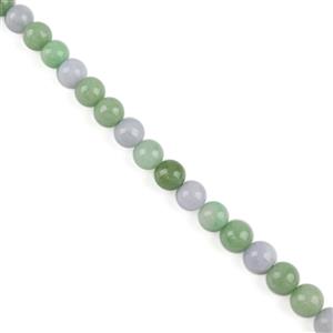 100cts Type A Green & Lavender Jadeite Plain Rounds Approx 7.5mm , 20cm Strand