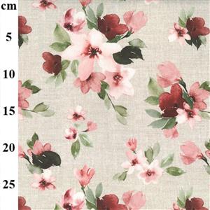 Pink Floral 100% Cotton Canas Fabric 0.5m