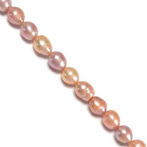  Mixed Natural Colour Nucleated Pearls Approx 8-10mm, 38cm Strand