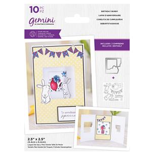 Gemini Tri-fold Aperture Stamp & Die - Birthday Bunny - 10PC