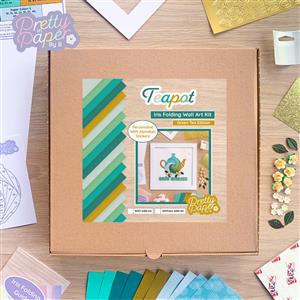 Tea Pot Wall Art Craft Kit - Green Tea | Intermediate Iris Folding Kit 