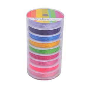 0.5mm Nylon Cord Bundle in Dark Pink, Light Pink, Dark Peach, Light Peach, Yellow, Mint, Blue, Purple & Lilac, Approx 32m , 9 reels