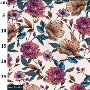 Cream Floral Jersey Print Fabric 0.5m