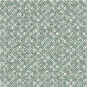 Lewis & Irene Folk Floral Cross Stitch Sage Fabric 0.5m