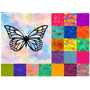 Delphine Brooks Stained Glass Butterfly Applique Fabric Panel (140 x 102cm)