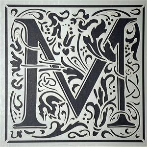 Stencil Up  Cloister Letter - M- William Morris inspired