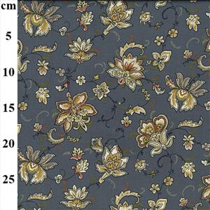Grey Floral Cotton Poplin Fabric 0.5m