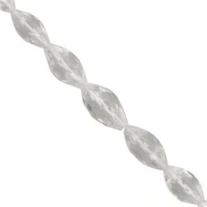 75cts Clear Quartz Faceted Rice Beads Approx 11x6 to 15x8mm, 24cm Strand