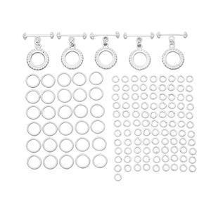 925 Sterling Silver Plated Base Metal Beaded Chainmaille Kit (135 pcs)