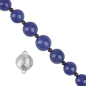 28cts Tanzanite Round Approx 6 to 8mm, 6cm Strand With Spacer & 925 Brushed Magnetic Clasp