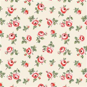 Poppie Cotton My Favourite Things Rose Petals Natural Fabric 0.5m