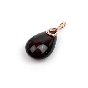 Baltic Cherry Amber Rose Gold Plated Sterling Silver Teardrop Infinity Pendant Approx. 30x19mm