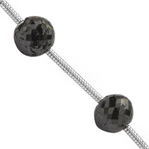 3.75cts Black Diamond Faceted Round Approx 5 to 6mm, 3cm Strand With Spacers 