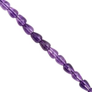 60cts Dark Amethyst Center Drill Smooth Drop Approx 7.5x6 to 9x6.5mm, 20cm Strand