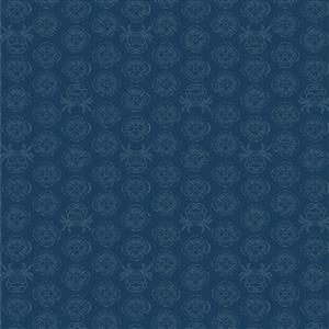 Lewis & Irene Presents Cassandra Connolly Sound Of The Sea Collection Concelaed Crab Midnight Blue Fabric 0.5m