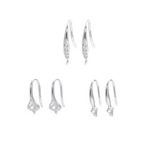 925 Sterling Silver Earrings with White Topaz, 3 pairs (3 designs) 