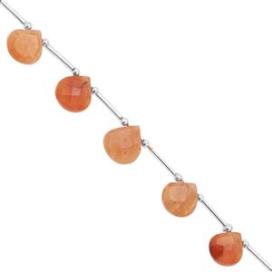 62cts Bi Colour Carnelian Top Side Drill Graduated Faceted Heart Approx 10 to 15mm, 21cm Strand with Spacers