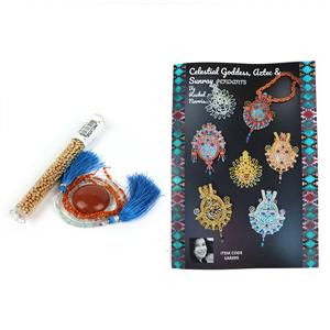 Goldstone, Red Agate & Blue Fluorite Sunray Pendant Kit with Booklet by Rachel Norris