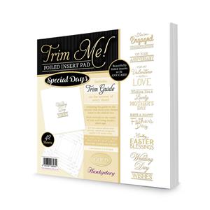 Trim Me! Foiled Insert Pad - Special Days Gold, 42 Pages, 7 Sentiments, 6 Of  each. 140gsm