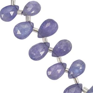 44cts Tanzanite Faceted Pear Approx 7.3x5.2mm to 11x8mm 20cm Strand with Spacer