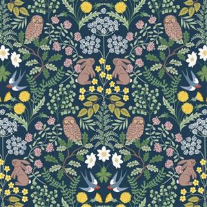 Lewis & Irene Clearbury Down Collection Clearbury Summer Dark Blue Fabric 0.5m