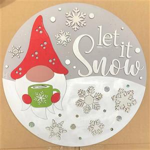 MDF Gnome Plaque - Let it Snow