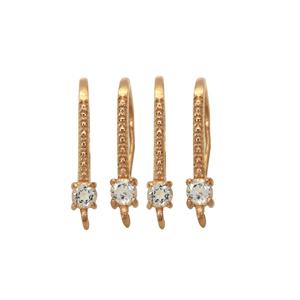 Rose Gold Plated 925 Sterling Silver Earrings with Open Jump Ring and 3mm Round White Topaz, (Pair of 2)