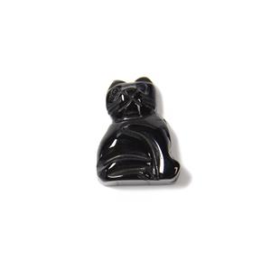 15cts Black Agate Cat Charm, Approx 20x16mm