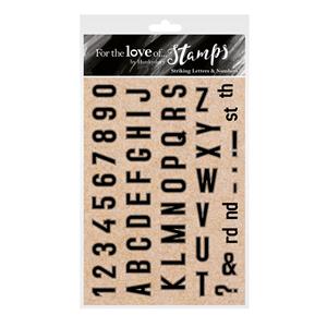 For the Love of Stamps - Striking Letters & Numbers, A6 stamp set.  Contains 45 stamps.