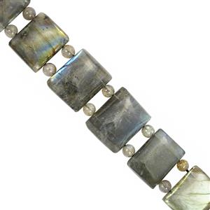 100cts Labradorite Smooth Double Drill Cushion Approx 15x10 to 18x14mm 13cm Strands With 3 mm Round Beads Spacers
