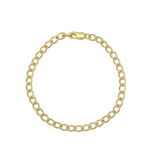 Gold Plated 925 Sterling Silver Curb Chain Bracelet Approx 18cm (Link Size 6x4mm)