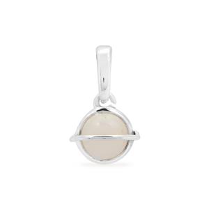 925 Sterling Silver Planet Pendant with White Opal, Approx 14mm