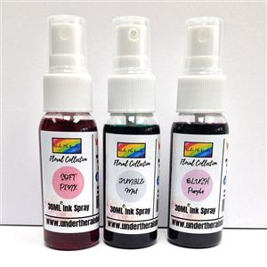 Under The Rainbow Ink Sprays -  Jungle Mist, Soft Pink, Blush Purple, 3 x 30ml