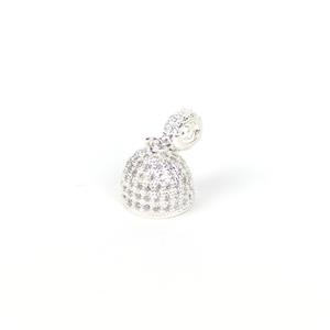 925 Sterling Silver Charm Tassel Connector With Cubic Zirconia