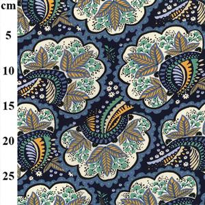 Viscose Poplin Prints Blue Floral Fabric 0.5m