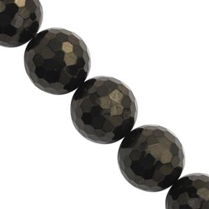330cts Black Jet Faceted Round Approx 25mm 15cm Strands 