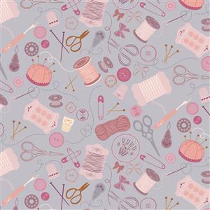 Lewis & Irene Presents Cassandra Connolly Memory Made Collection Nostalgic Notions Slate Fabric 0.5m