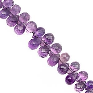 32cts Uruguayan Amethyst Top Side Drill Graduated Faceted Drop Approx 4.5x2.5 to 7.5x5mm, 15cm Strand.