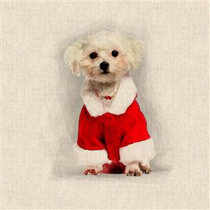 Christmas Maltese Terrier Linen-Look Panel (0.46m x 0.46m)