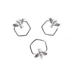 925 Sterling Silver Bee Pendant, 6x9-10mm, 3pcs