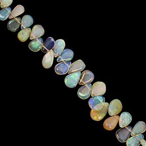 20cts Ethiopian Opal Top Side Drill Graduated Smooth Pear Approx 4x2.5 to 9x6mm, 17cm Strand