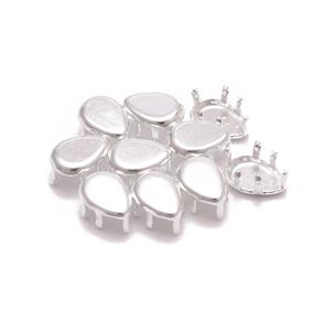 Silver Plated Base Metal 6mm Pear Claw Setting (10pcs)