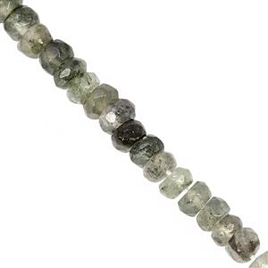 45cts Green Rutile Quartz Faceted Roundelles Approx 3x1 to 5x3.4 mm, 31cm Beads Strand