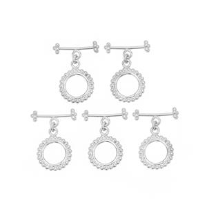 Silver Plated Base Metal Beaded Toggle Clasp, Approx. 25x19mm (5pk)
