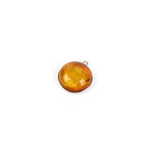  925 Sterling Silver Baltic Cognac Amber Crown Intaglio Pendant Approx 24x21mm