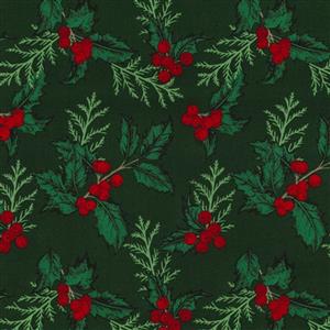 Rose & Hubble Holly Green Fabric 0.5m