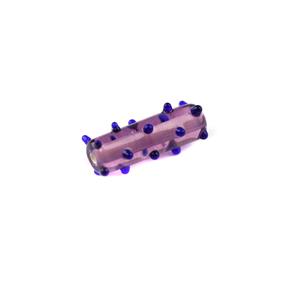 Preciosa Purple/Blue Polka Dot Cylinder Lampwork Bead Approx 20x6mm (1pk)