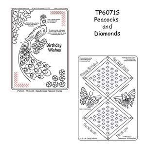 ParchCraft Australia (UK) -  Peacocks and Diamonds, 2 Small Perforating Templates - One from the EasyGrid range.